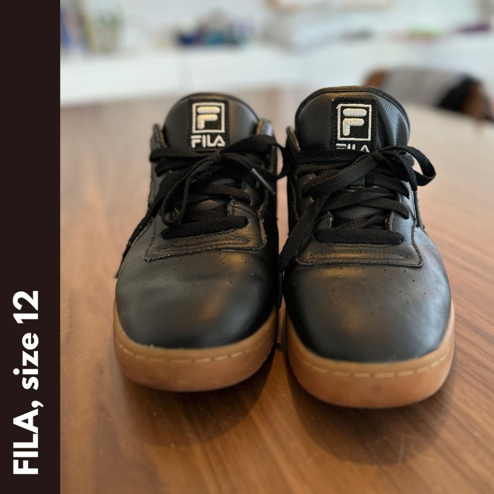 Black Filas with Gum Sole